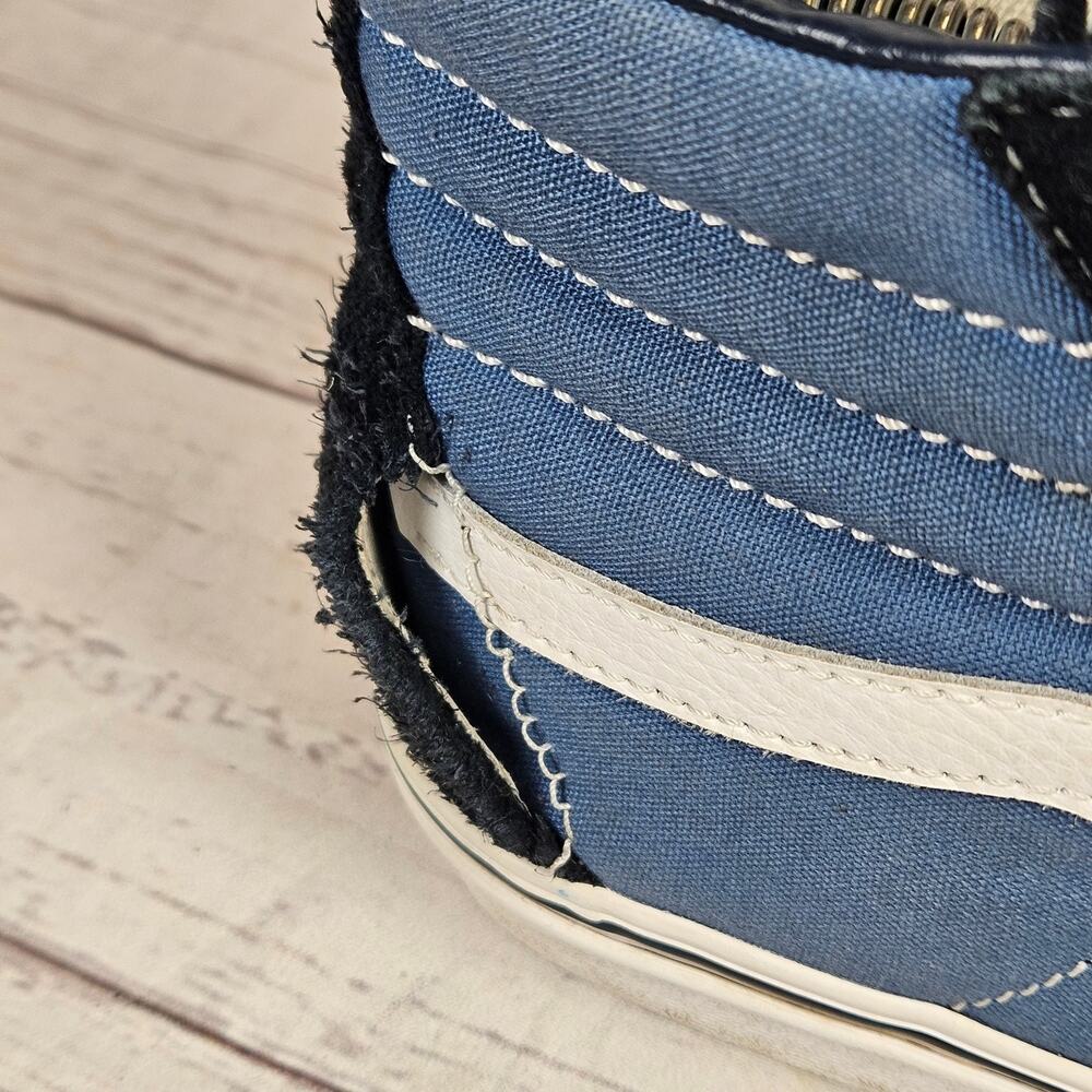 Vans Sk8-Hi High Top Sneakers Men's Blue Black White US 8 Suede Canvas Lace Up - Picture 3 of 8
